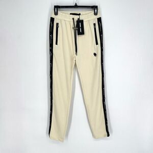Homme + Femme NEW Signature Track Pants Sz XS Cream Black Stripe Zip Pockets